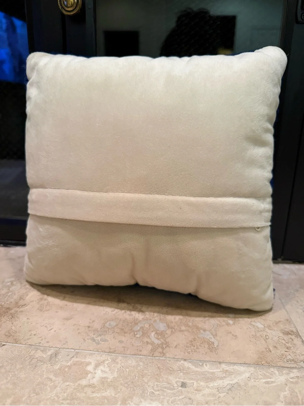 Blue Hooked Pillow with RED LOVE and Yellow Accent